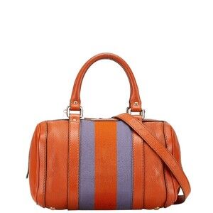 Gucci Sherry Line Boston Shoulder Bag Orange Purple Canvas Leather